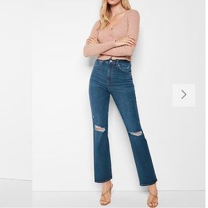 Express Super High Waisted FlexX Modern Straight Jeans Dark Wash S 0,2,4